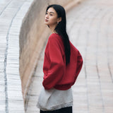SIKN2181 Balloon V-Neck Loose Fit Knit_Red