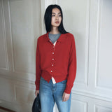 SIKN2183 Color Block Collar Knit Cardigan_Red