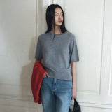 SIKN2184 Basic Round Neck Short Sleeve Knit_Melange gray