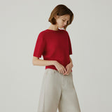 SIKN2184 Basic Round Neck Short Sleeve Knit_Red