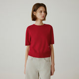 SIKN2184 Basic Round Neck Short Sleeve Knit_Red