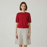 SIKN2184 Basic Round Neck Short Sleeve Knit_Red