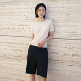 SIKN2188 Fluid Pocket Short Sleeve Knit_Skin Beige