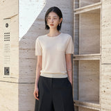 SIKN2188 Fluid Pocket Short Sleeve Knit_Skin Beige