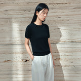 SIKN2188 Fluid Pocket Short Sleeve Knit_Black