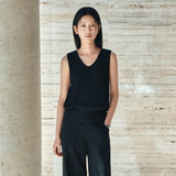 SIKN2191 Linen Blend Sleeveless Knit_Black