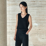 SIKN2191 Linen Blend Sleeveless Knit_Black