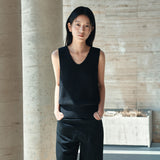 SIKN2191 Linen Blend Sleeveless Knit_Black