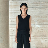 SIKN2191 Linen Blend Sleeveless Knit_Black