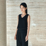SIKN2191 Linen Blend Sleeveless Knit_Black