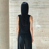 SIKN2191 Linen Blend Sleeveless Knit_Black