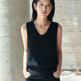 SIKN2191 Linen Blend Sleeveless Knit_Black