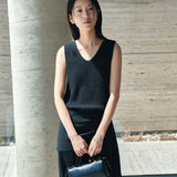 SIKN2191 Linen Blend Sleeveless Knit_Black