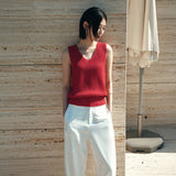 SIKN2191 Linen Blend Sleeveless Knit_Red