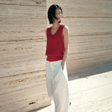 SIKN2191 Linen Blend Sleeveless Knit_Red