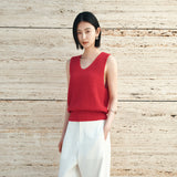 SIKN2191 Linen Blend Sleeveless Knit_Red