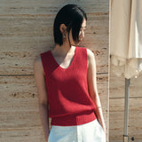 SIKN2191 Linen Blend Sleeveless Knit_Red