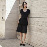 SIKN2192 Draped Wrap Knit Top_Black
