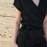 SIKN2192 Draped Wrap Knit Top_Black