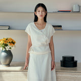 SIKN2192 Draped Wrap Knit Top_Ivory