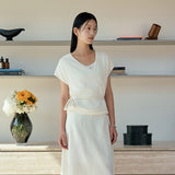 SIKN2192 Draped Wrap Knit Top_Ivory