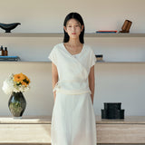 SIKN2192 Draped Wrap Knit Top_Ivory