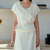 SIKN2192 Draped Wrap Knit Top_Ivory