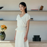 SIKN2192 Draped Wrap Knit Top_Ivory