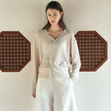 SIKN2193 Sheer Loose-Fit Knit Cardigan_Skin beige