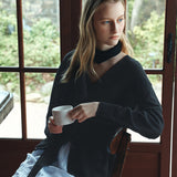 SIKN2193 Sheer Loose-Fit Knit Cardigan_Black