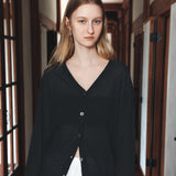 SIKN2193 Sheer Loose-Fit Knit Cardigan_Black