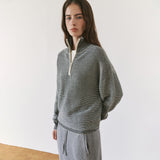 SIKN2199 Wool-Blend Striped Zip-Up Knit_Black