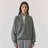 SIKN2199 Wool-Blend Striped Zip-Up Knit_Black