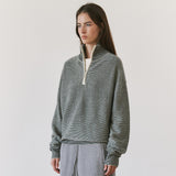 SIKN2199 Wool-Blend Striped Zip-Up Knit_Black