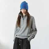 SIKN2200 Wool-Blend High-Neck Zip-Up Knit_Melange gray