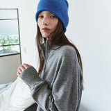 SIKN2200 Wool-Blend High-Neck Zip-Up Knit_Melange gray