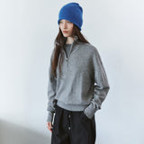 SIKN2200 Wool-Blend High-Neck Zip-Up Knit_Melange gray
