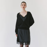 SIKN2202 Soft Wool Deep V-Neck Knit_Black