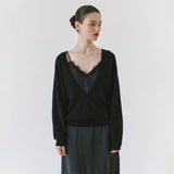 SIKN2202 Soft Wool Deep V-Neck Knit_Black