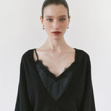 SIKN2202 Soft Wool Deep V-Neck Knit_Black