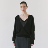 SIKN2202 Soft Wool Deep V-Neck Knit_Black