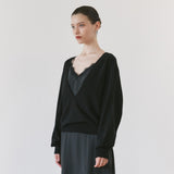 SIKN2202 Soft Wool Deep V-Neck Knit_Black