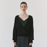 SIKN2202 Soft Wool Deep V-Neck Knit_Black