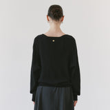 SIKN2202 Soft Wool Deep V-Neck Knit_Black