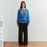 SIKN2202 Soft Wool Deep V-Neck Knit_Pastel blue