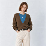 SIKN2202 Soft Wool Deep V-Neck Knit_Brown