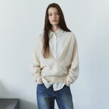 SIKN2202 Soft Wool Deep V-Neck Knit_Cream
