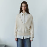 SIKN2202 Soft Wool Deep V-Neck Knit_Cream