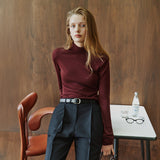 SIKN2205 Soft Slim Turtleneck Knit_Burgundy brown