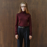 SIKN2205 Soft Slim Turtleneck Knit_Burgundy brown